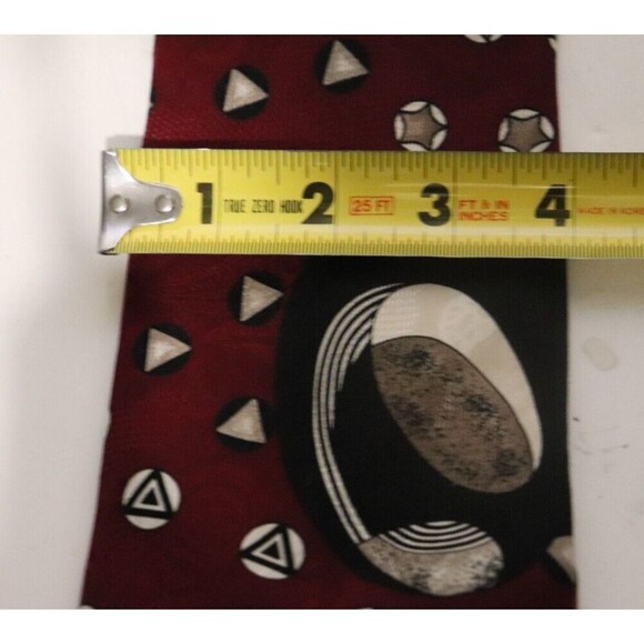 Pierre Balmain‎ Extra Long Red Mens Neck Tie Art Deco 90s Vintage - Picture 4 of 4